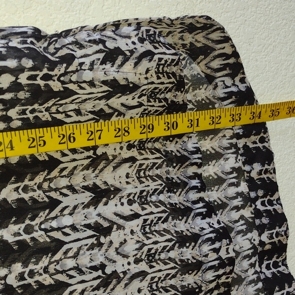 🖤 H&M Soft Sheer Black, White, Gray, Tan Print Sleeveless CoverUp Tunic Top US2 - Picture 4 of 12